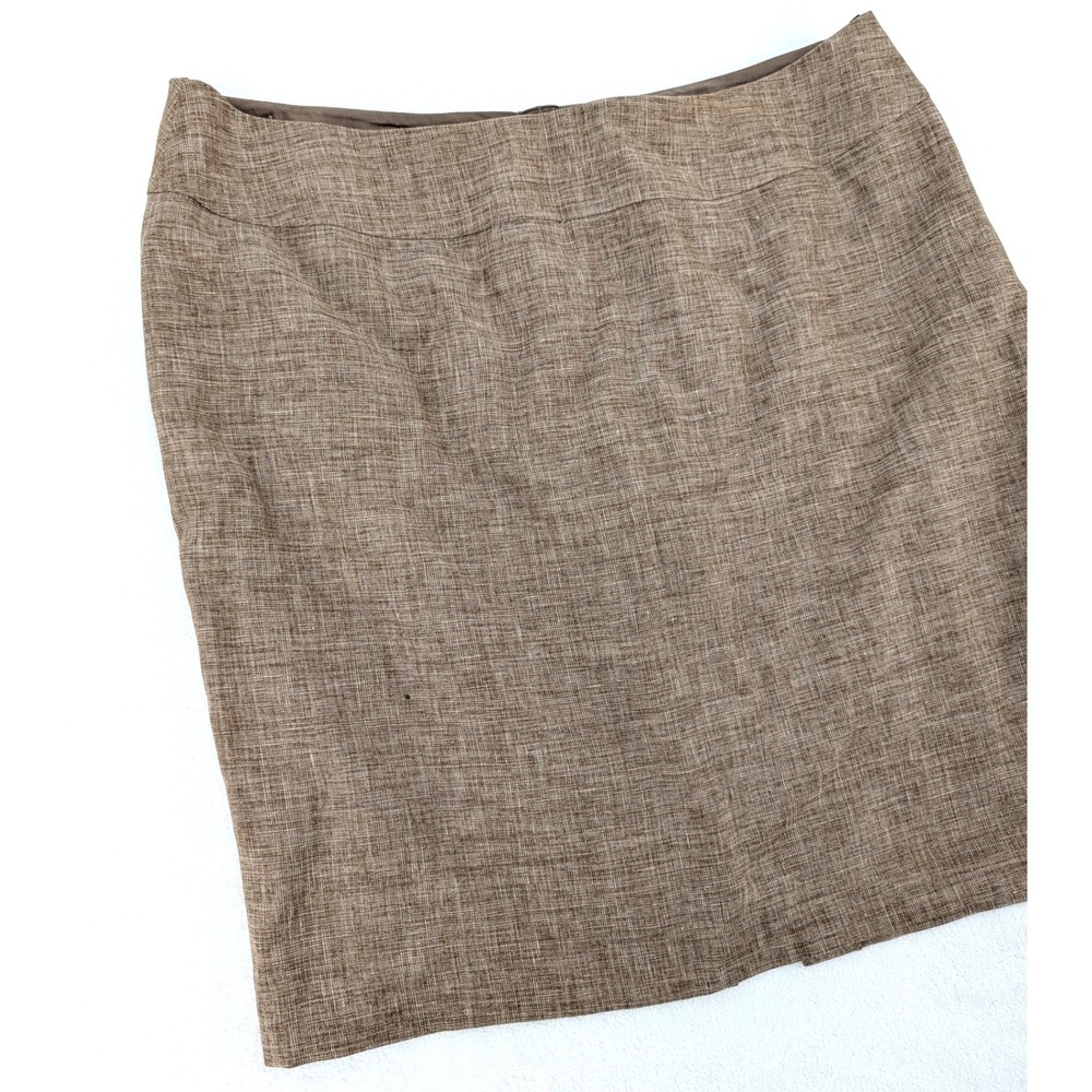 Lafayette 148 New‎ York Linen Wool Blend Pencil Skirt Brown Melange Size 18